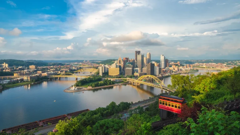 American city with parks and gardens